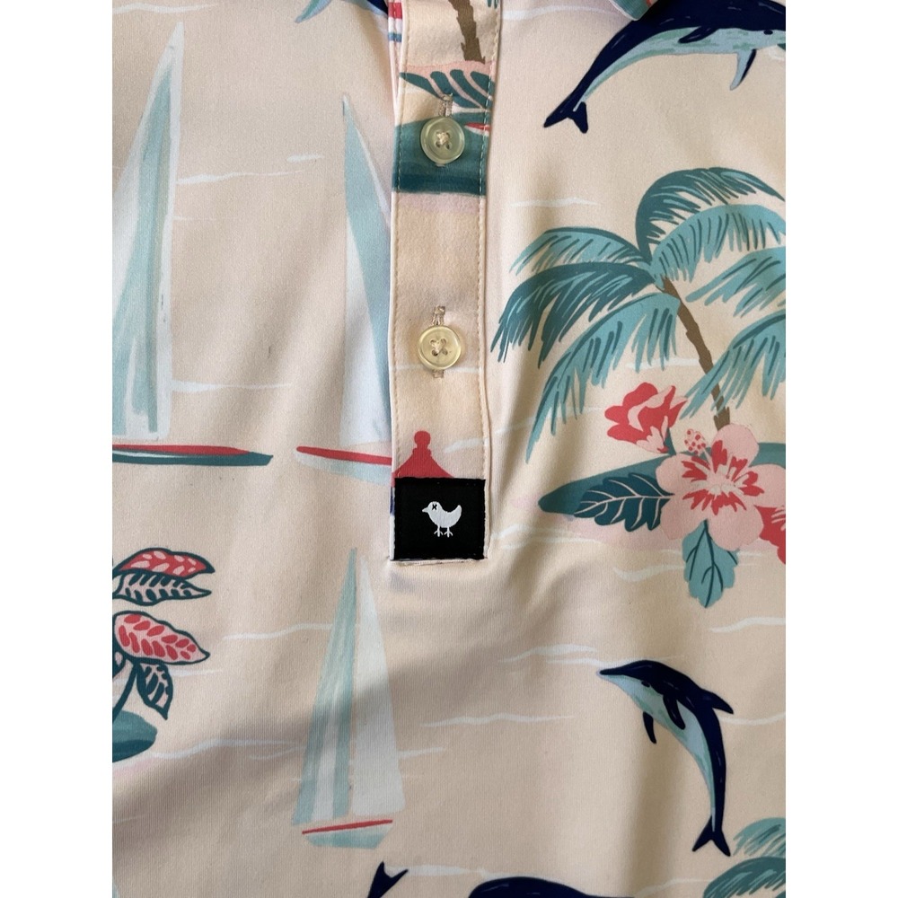 Bad Birdie Polo Shirt Mens Small Pink‎ Marino Golf Performance Dolphins Stretch - Picture 4 of 9